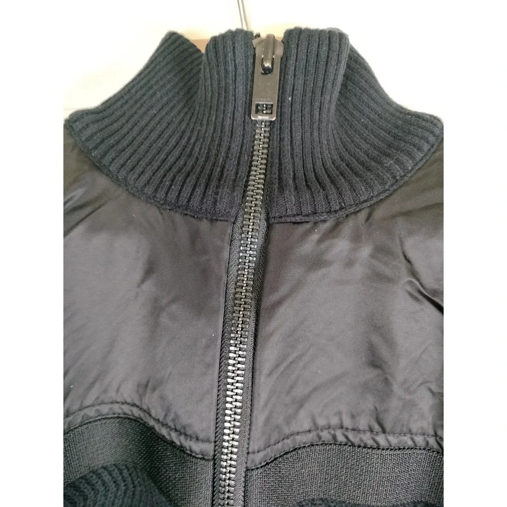 Vintage Diesel Full-Zip Heavyweight Cardigan Sweater Black Chevron Ribbed XL